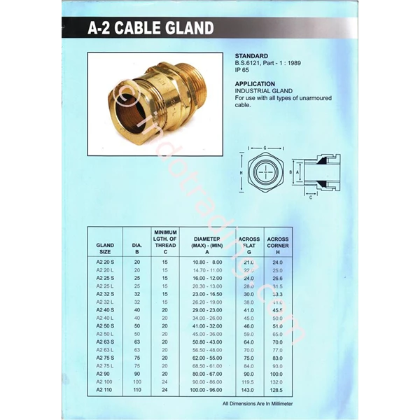 Unibell A2 Anarmoured Cable Gland